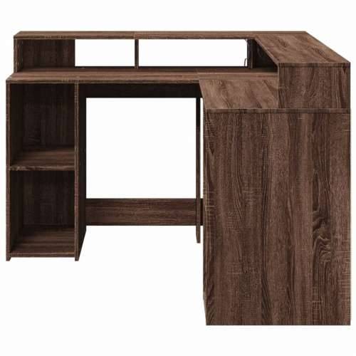 Radni stol LED svjetlima smeđa boja hrasta 130x130x91 cm drveni - Smeđi hrast 130 x 130 x 91 cm Cijena
