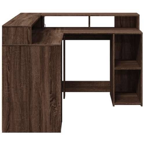 Radni stol LED svjetlima smeđa boja hrasta 130x130x91 cm drveni - Smeđi hrast 130 x 130 x 91 cm Cijena