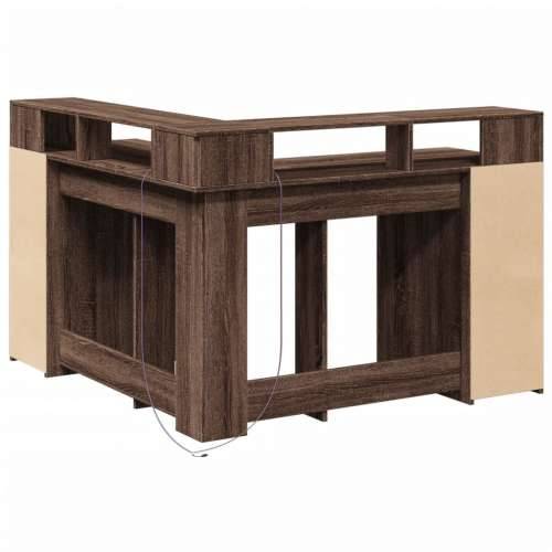 Radni stol LED svjetlima smeđa boja hrasta 130x130x91 cm drveni - Smeđi hrast 130 x 130 x 91 cm Cijena