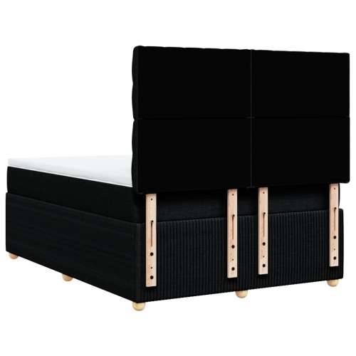 Krevet s oprugama i madracem crni 140 x 190 cm od tkanine - Crna 140 x 190 cm Dizajn s gumbima Cijena