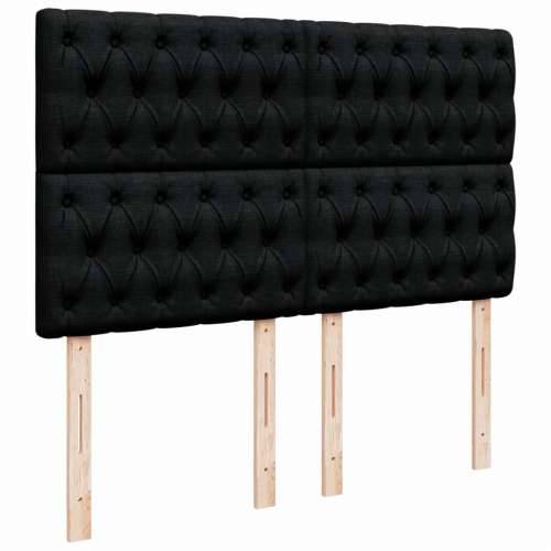 Krevet s oprugama i madracem crni 140x200 cm od tkanine - Crna 140 x 200 cm Dizajn s gumbima Cijena
