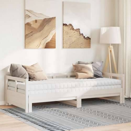 Dnevni krevet na razvlačenje s madracima 90x200 cm od borovine - Bijela 90 x 200 cm Da Cijena