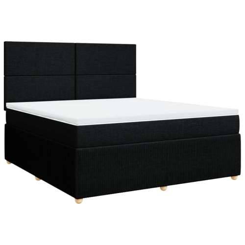 Krevet s oprugama i madracem crni 180x200 cm od tkanine - Crna 180 x 200 cm Gladak dizajn Cijena
