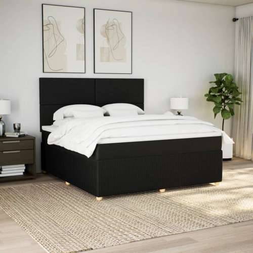 Krevet s oprugama i madracem crni 180x200 cm od tkanine - Crna 180 x 200 cm Gladak dizajn Cijena