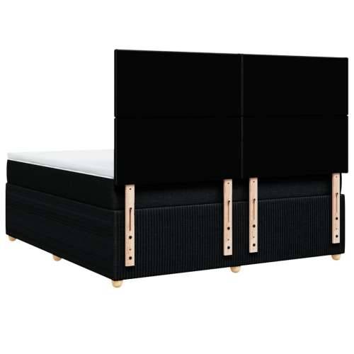 Krevet s oprugama i madracem crni 180x200 cm od tkanine - Crna 180 x 200 cm Gladak dizajn Cijena