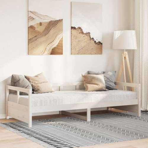 Dnevni krevet s madracem bijeli 90 x 190 cm masivna borovina - Bijela 90 x 190 cm Da Cijena