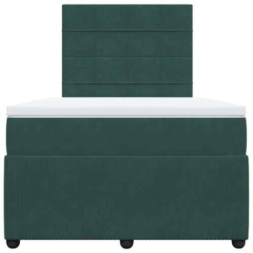 Krevet box spring s madracem tamnozeleni 120x190 cm baršunasti - Tamnozelena 120 x 190 cm Blok s kvadratima Cijena