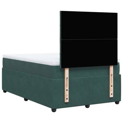 Krevet box spring s madracem tamnozeleni 120x190 cm baršunasti - Tamnozelena 120 x 190 cm Blok s kvadratima Cijena