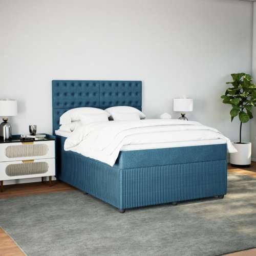 Krevet s oprugama i madracem plavi 140x190 cm baršunasti - Plava 140 x 190 cm gumbi Cijena