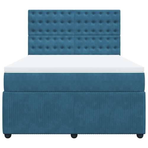 Krevet s oprugama i madracem plavi 140x190 cm baršunasti - Plava 140 x 190 cm gumbi Cijena