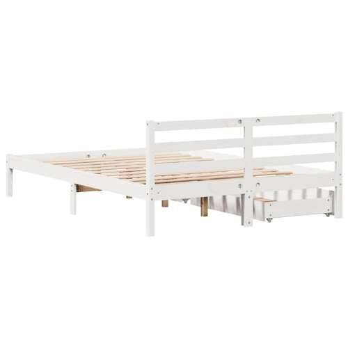 Okvir kreveta bez madraca bijeli 150x200 cm od masivne borovine - Bijela 150 x 200 cm Cijena
