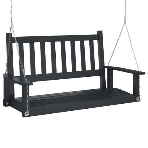 Vrtna klupa za ljuljanje s metalnim lancima crna od jelovine - Crna 115 x 65 x 63 cm 1 Cijena