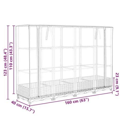 Povišena gredica s pokrovom za staklenik 160 x 40 x 123 cm - Plavo-siva 160 x 40 x 123 cm 1 Cijena