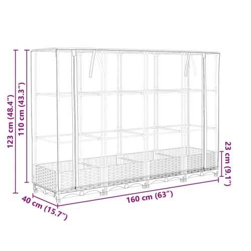 Povišena gredica s pokrovom za staklenik 160 x 40 x 123 cm - Plavo-siva 160 x 40 x 123 cm 1 Cijena