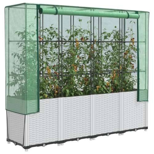 Povišena gredica s pokrovom za staklenik 160 x 40 x 153 cm - Bijela 1 Cijena