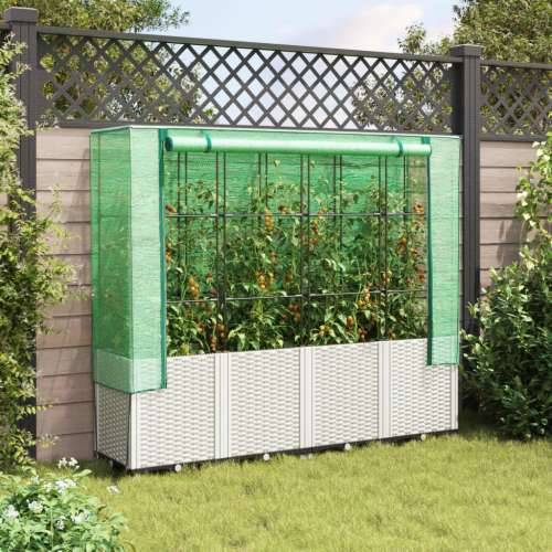 Povišena gredica s pokrovom za staklenik 160 x 40 x 153 cm - Bijela 1 Cijena
