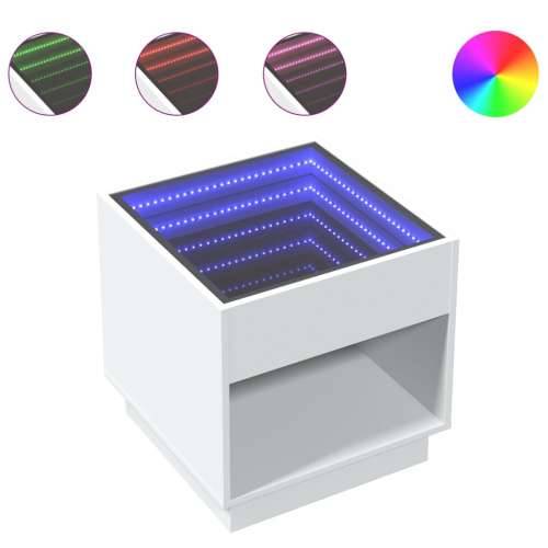 Stolić za kavu s beskonačnim LED svjetlima bijeli 50x50x50 cm - Bijela 1 50 cm Cijena