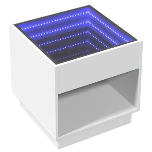 Stolić za kavu s beskonačnim LED svjetlima bijeli 50x50x50 cm - Bijela 1 50 cm Cijena