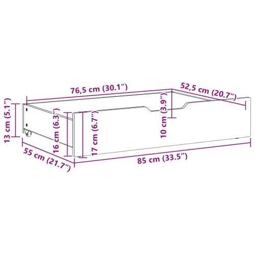 Ladice ispod kreveta s kotačima 2 kom 85x55x17 cm od borovine - Prirodna 85 x 55 x 16 cm 1 Cijena