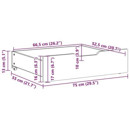 Ladice ispod kreveta s kotačima 2 kom 75x55x17 cm od borovine - Prirodna 75 x 55 x 16 cm 1 Cijena