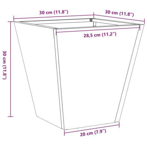Vrtna sadilica antracit 30x30x30 cm Pohabani čelik - Otporni čelik / smeđa 30 x 30 x 30 cm 1 Cijena