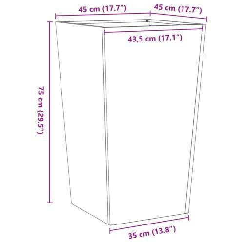 Vrtne sadilice 2 kom antracit 45x45x75 cm čelične Čelik/antracit 45 x 45 x 75 cm 2 Cijena