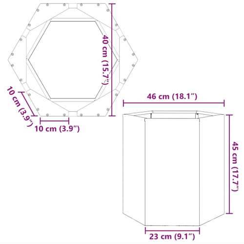 Vrtne sadilice 2 kom šesterokutna 46x40x45 m nehrđajući čelik - Nehrđajući čelik / svjetlosiva 46 x 40 x 45 cm 2 Cijena