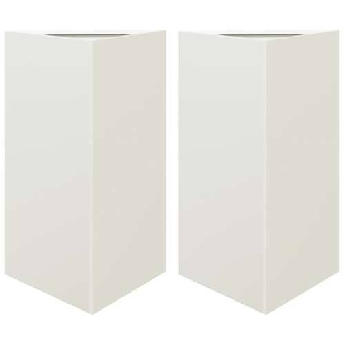 Vrtne sadilice 2 kom bijele trokutaste 50x43x75 cm čelične - Čelik/bijela 50 x 43 x 75 cm 2 Cijena