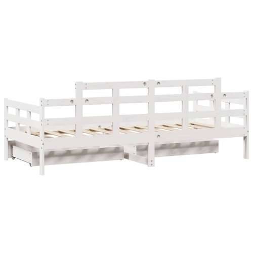 Dnevni krevet s ladicama bez madraca 90x200 cm masivno drvo - Bijela 90 x 200 cm Cijena
