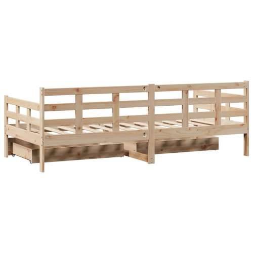 Dnevni krevet s ladicama bez madraca 80x200 cm masivno drvo - Prirodna 80 x 200 cm Cijena