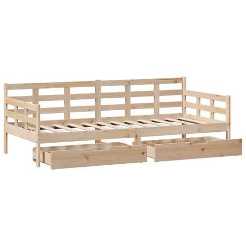 Dnevni krevet s ladicama bez madraca 80x200 cm masivno drvo - Prirodna 80 x 200 cm Cijena