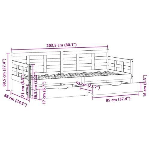 Dnevni krevet s ladicama bez madraca 80x200 cm masivno drvo - Prirodna 80 x 200 cm Cijena