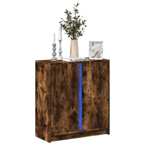 Komoda s LED svjetlima boja dimljenog hrasta 77x34x85 cm drvena - Dimljeni hrast 1 Cijena