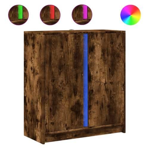 Komoda s LED svjetlima boja dimljenog hrasta 77x34x85 cm drvena - Dimljeni hrast 1 Cijena