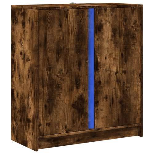 Komoda s LED svjetlima boja dimljenog hrasta 77x34x85 cm drvena - Dimljeni hrast 1 Cijena