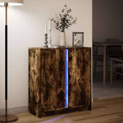 Komoda s LED svjetlima boja dimljenog hrasta 77x34x85 cm drvena - Dimljeni hrast 1 Cijena