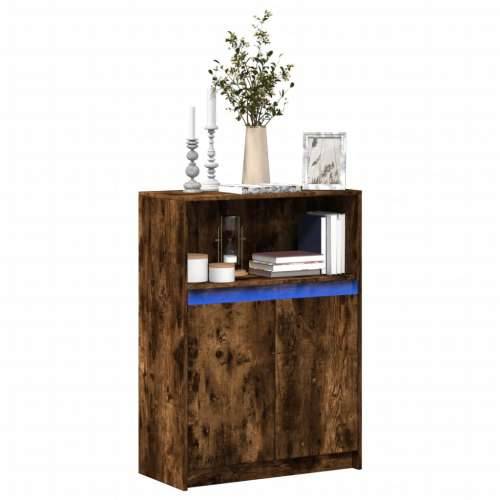 Komoda s LED svjetlima boja hrasta 72 x 34 x 100 cm drvena - Dimljeni hrast 1 72 cm Cijena