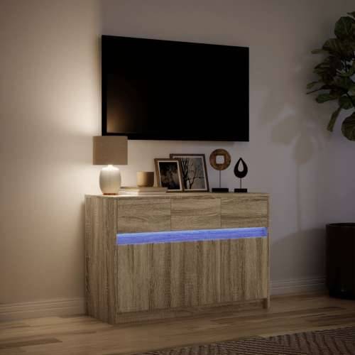 TV ormarić s LED svjetlima boja hrasta 91x34x61 cm drveni - sonoma hrast 1 Cijena