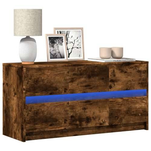TV ormarić s LED svjetlima boja hrasta 100x34x50 cm drveni - Dimljeni hrast 1 100 cm Cijena