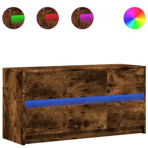 TV ormarić s LED svjetlima boja hrasta 100x34x50 cm drveni - Dimljeni hrast 1 100 cm Cijena