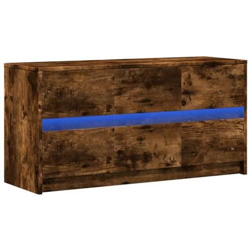 TV ormarić s LED svjetlima boja hrasta 100x34x50 cm drveni - Dimljeni hrast 1 100 cm Cijena