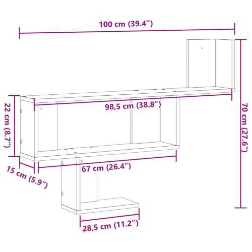 Zidna polica crna 100x15x70 cm od konstruiranog drva - Crna 1 Cijena