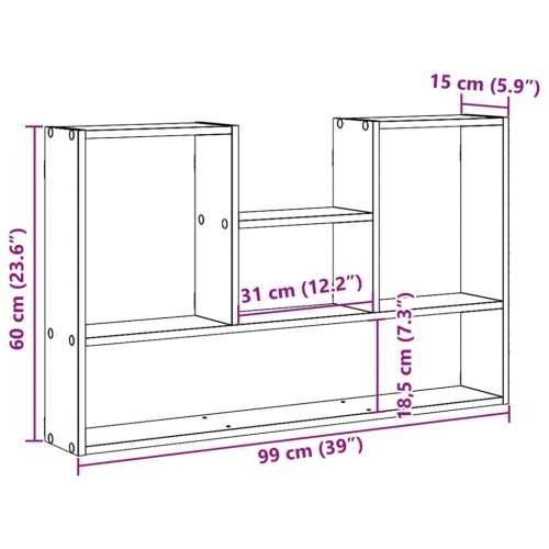 Zidna polica boja dimljenog hrasta 99x15x60cm konstruirano drvo - Dimljeni hrast 1 Cijena