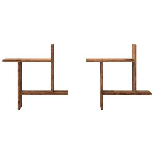 Zidne police 2 kom boja staro drvo 50x12x50cm konstruirano drvo - Staro drvo 50 x 12 x 50 cm 1 Cijena