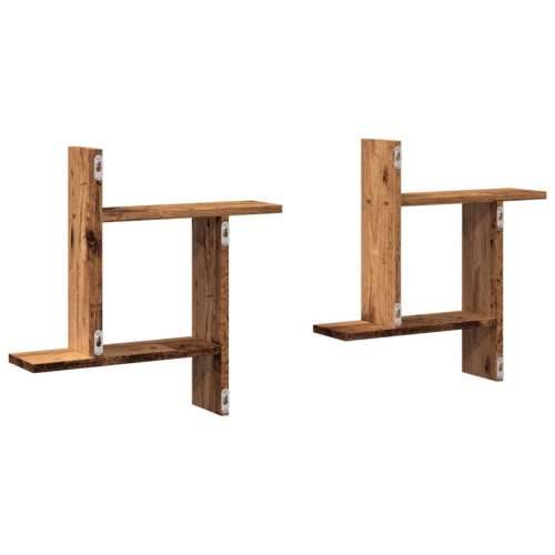 Zidne police 2 kom boja staro drvo 50x12x50cm konstruirano drvo - Staro drvo 50 x 12 x 50 cm 1 Cijena