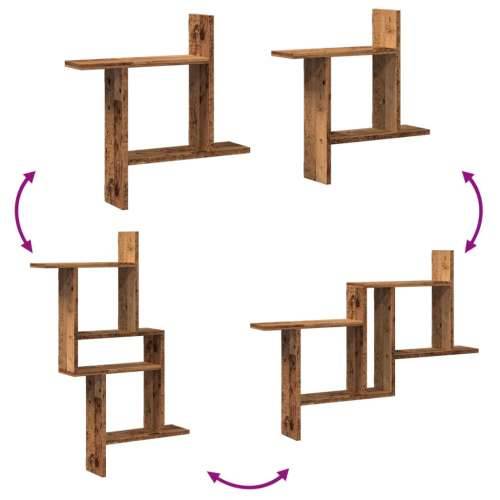 Zidne police 2 kom boja staro drvo 50x12x50cm konstruirano drvo - Staro drvo 50 x 12 x 50 cm 1 Cijena