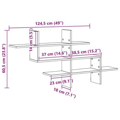 Zidna polica bijela 124,5x18x60,5 cm od konstruiranog drva Bijela 1 Cijena