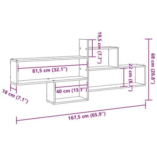 Zidna polica crna 167,5x18x68 cm od konstruiranog drva Crna 1 Cijena