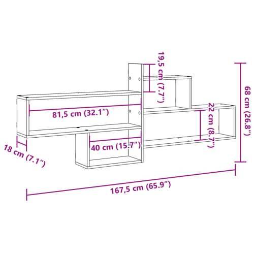 Zidna polica boja staro drvo 167,5x18x68 cm konstruirano drvo - Staro drvo 1 Cijena