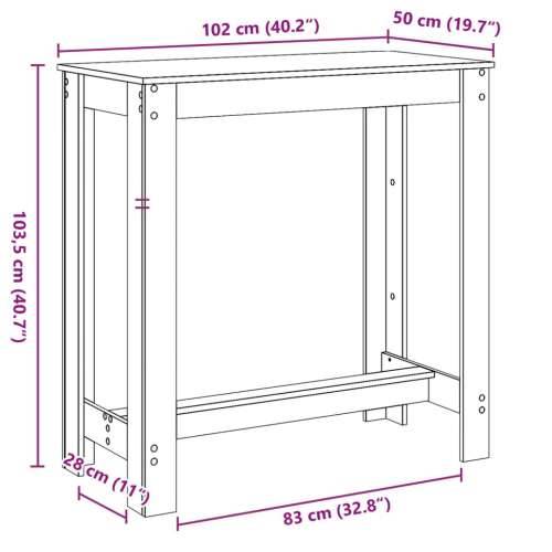 Barski stol boja hrasta 102 x 50 x 103,5 cm konstruirano drvo - sonoma hrast 1 102 cm Cijena